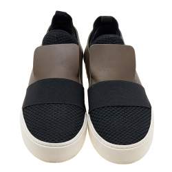 Pre Owned حذاء رياضي بالنسياغا قماش تريكو وسويدي وجلد كاكي / أسود سليب أو ن مقاس 43