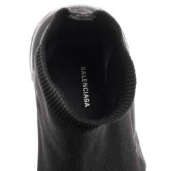Pre Owned Balenciaga Black Knit Fabric  High Top Trainer Sneakers Size 40