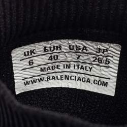 Pre Owned Balenciaga Black Knit Fabric  High Top Trainer Sneakers Size 40