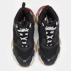مملوكة مسبقًا Balenciaga Black Nubuck Leather And Mesh Triple S Sneakers Size 41