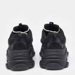 Pre Owned حذاء رياضي بالنسياغا تريبل إس شبك وجلد نوبوك أسود مقاس 41