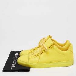 Pre Owned Balenciaga Yellow Neon Leather Arena Low Top Sneakers Size 43