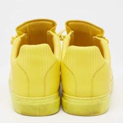 Pre Owned Balenciaga Yellow Neon Leather Arena Low Top Sneakers Size 43