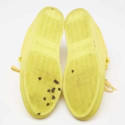 Pre Owned Balenciaga Yellow Neon Leather Arena Low Top Sneakers Size 43