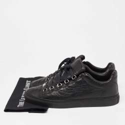 Balenciaga Black Leather Arena Low Top Sneakers Size 44