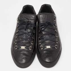Balenciaga Black Leather Arena Low Top Sneakers Size 44