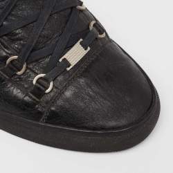 Balenciaga Black Leather Arena Low Top Sneakers Size 44