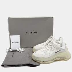 Pre Owned Balenciaga White Mesh and Leather Triple S Clear Low-Top Sneakers Size 41