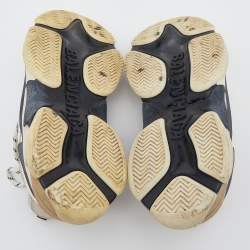 Pre Owned Balenciaga Beige/Black Leather And Mesh Triple S Trainer Sneakers Size 40