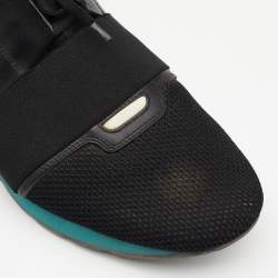 مملوكة مسبقًا Balenciaga Black Mesh/Suede And Leather Race Runner Low Top Sneakers Size 45