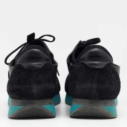 مملوكة مسبقًا Balenciaga Black Mesh/Suede And Leather Race Runner Low Top Sneakers Size 45