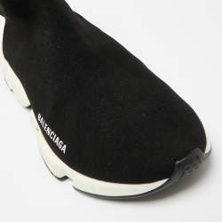 Pre Owned حذاء رياضي بالنسياغا سبيد قماش تريكو أسود عنق مرتفع مقاس 42