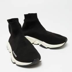 Pre Owned حذاء رياضي بالنسياغا سبيد قماش تريكو أسود عنق مرتفع مقاس 42