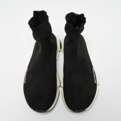 Pre Owned حذاء رياضي بالنسياغا سبيد قماش تريكو أسود عنق مرتفع مقاس 42