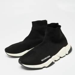 Pre Owned حذاء رياضي بالنسياغا سبيد قماش تريكو أسود عنق مرتفع مقاس 42