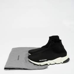 Pre Owned حذاء رياضي بالنسياغا سبيد قماش تريكو أسود عنق مرتفع مقاس 42