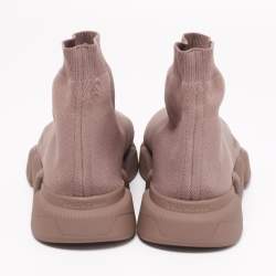 Pre Owned حذاء رياضي بالنسياغا سبيد ترينر قماش تريكو بني فاتح بعنق مرتفع مقاس 45