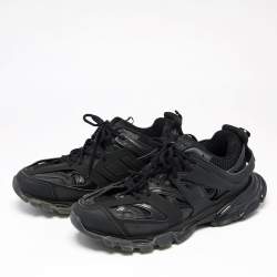 Pre Owned حذاء رياضي بالنسياغا تراك ترينر شبك وجلد أسود بعنق منخفض مقاس 46