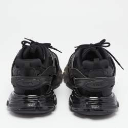 Pre Owned حذاء رياضي بالنسياغا تراك ترينر شبك وجلد أسود بعنق منخفض مقاس 46