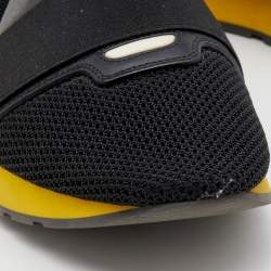 Pre Owned حذاء رياضي بالنسياغا ريس رونر شبك وجلد أسود مقاس 44