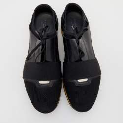 Pre Owned حذاء رياضي بالنسياغا ريس رونر شبك وجلد أسود مقاس 44