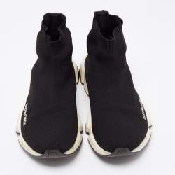 Pre Owned حذاء رياضي بالنسياغا سبيد ترينر قماش تريكو أسود عنق طويل 40