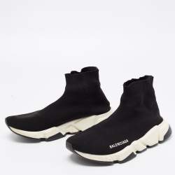 Pre Owned حذاء رياضي بالنسياغا سبيد ترينر قماش تريكو أسود عنق طويل 40