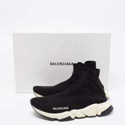 Pre Owned حذاء رياضي بالنسياغا سبيد ترينر قماش تريكو أسود عنق طويل 40