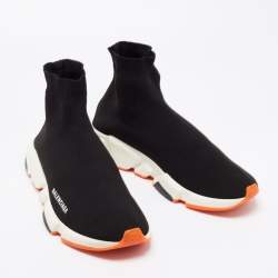 Pre Owned Balenciaga Black  Knit Fabric Speed Slip On Sneakers Size 43