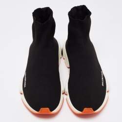 Pre Owned Balenciaga Black  Knit Fabric Speed Slip On Sneakers Size 43