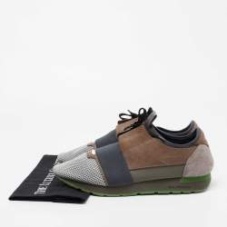 مملوكة مسبقًا Balenciaga Multicolor Leather And Mesh Race Runner Low Top Sneakers Size 44