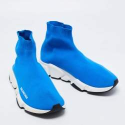 Pre Owned حذاء رياضي بالنسياغا سبيد ترينر قماش تريكو أزرق بعنق طويل مقاس 41