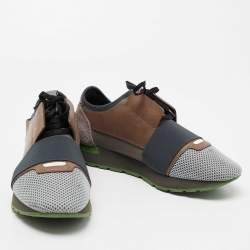 Balenciaga Multicolor Mesh And Leather Race Runner Sneakers Size 40