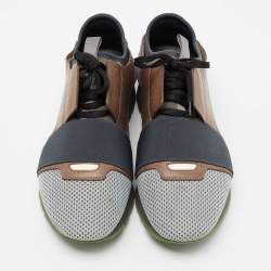Balenciaga Multicolor Mesh And Leather Race Runner Sneakers Size 40