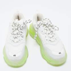 Pre Owned Balenciaga White Mesh And Leather Triple S Sneakers Size 45