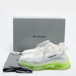 Pre Owned Balenciaga White Mesh And Leather Triple S Sneakers Size 45