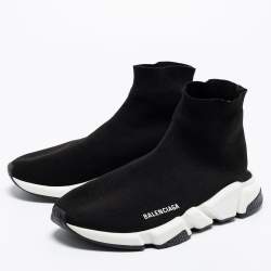 Pre Owned Balenciaga Black Knit Fabric Speed Trainer High-Top Sneakers Size 42