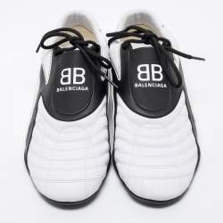 Pre Owned Balenciaga White/Black Leather Zen Low Top Sneakers Size 40