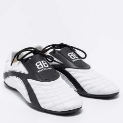 Pre Owned Balenciaga White/Black Leather Zen Low Top Sneakers Size 40