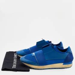 Balenciaga Blue Mesh And Leather Race Runner Low Top Sneakers Size 44
