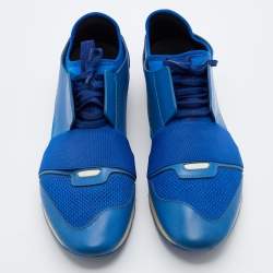 Balenciaga Blue Mesh And Leather Race Runner Low Top Sneakers Size 44