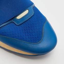 Balenciaga Blue Mesh And Leather Race Runner Low Top Sneakers Size 44
