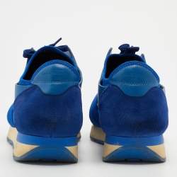 Balenciaga Blue Mesh And Leather Race Runner Low Top Sneakers Size 44