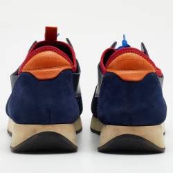 مملوكة مسبقًا Balenciaga Blue Mesh And Leather Race Runner Low Top Sneakers Size 45