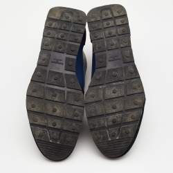 مملوكة مسبقًا Balenciaga Blue Mesh And Leather Race Runner Low Top Sneakers Size 45