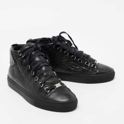 Pre Owned حذاء رياضي بالنسياغا أرينا جلد أسود بعنق طويل مقاس 41