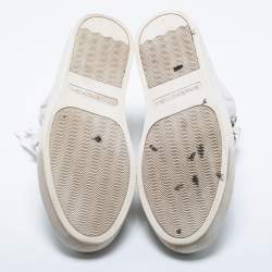 Pre Owned حذاء رياضي بالنسياغا أرينا جلد أبيض مجعد عنق طويل مقاس 41