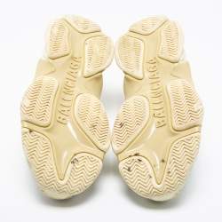 Pre Owned حذاء رياضي بالنسياغا تربل أس شبك وجلد نوبوك أبيض بعنق منخفض مقاس 41