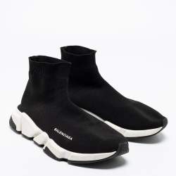 Pre Owned حذاء رياضي بالنسياغا سوك سبيد قماش تريكو أسود بعنق طويل مقاس 43