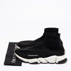 Pre Owned حذاء رياضي بالنسياغا سوك سبيد قماش تريكو أسود بعنق طويل مقاس 43